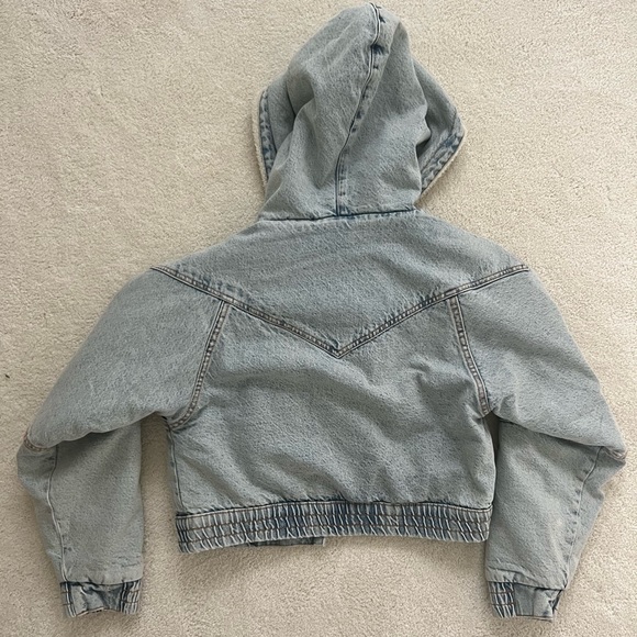 Hooded Sherpa Jean Jacket Bomber - Picture 2 of 4